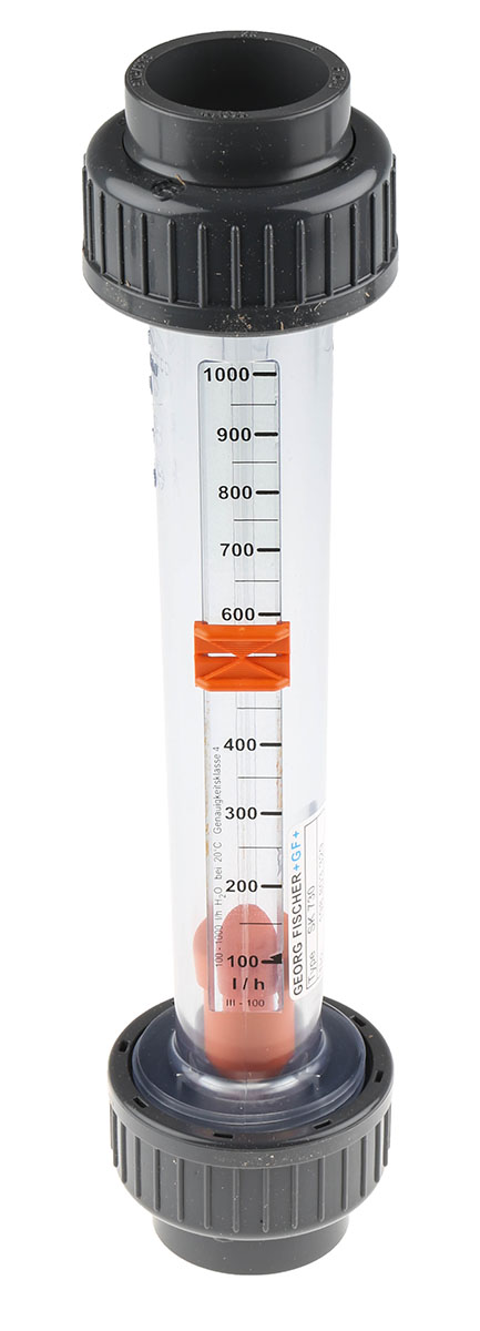 Georg Fischer Short Version Series Variable Area Flow Meter for Liquid, 100 L/h Min, 1000 L/h Max
