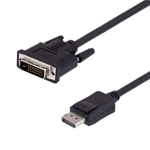 L-Com, Male DVI to Male DisplayPort  Cable, 10ftBlack sheathAluminium Foil, Braid shielding