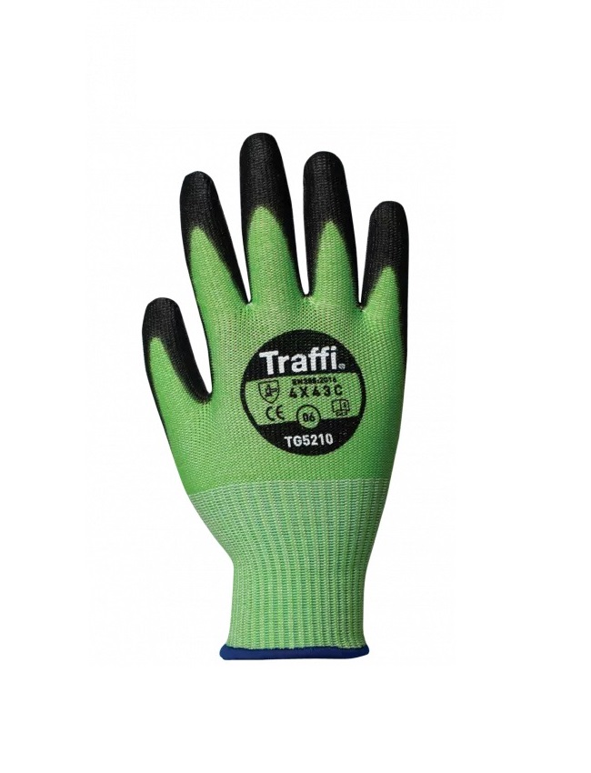 Traffi TG5210 Green Work Gloves, Size 6