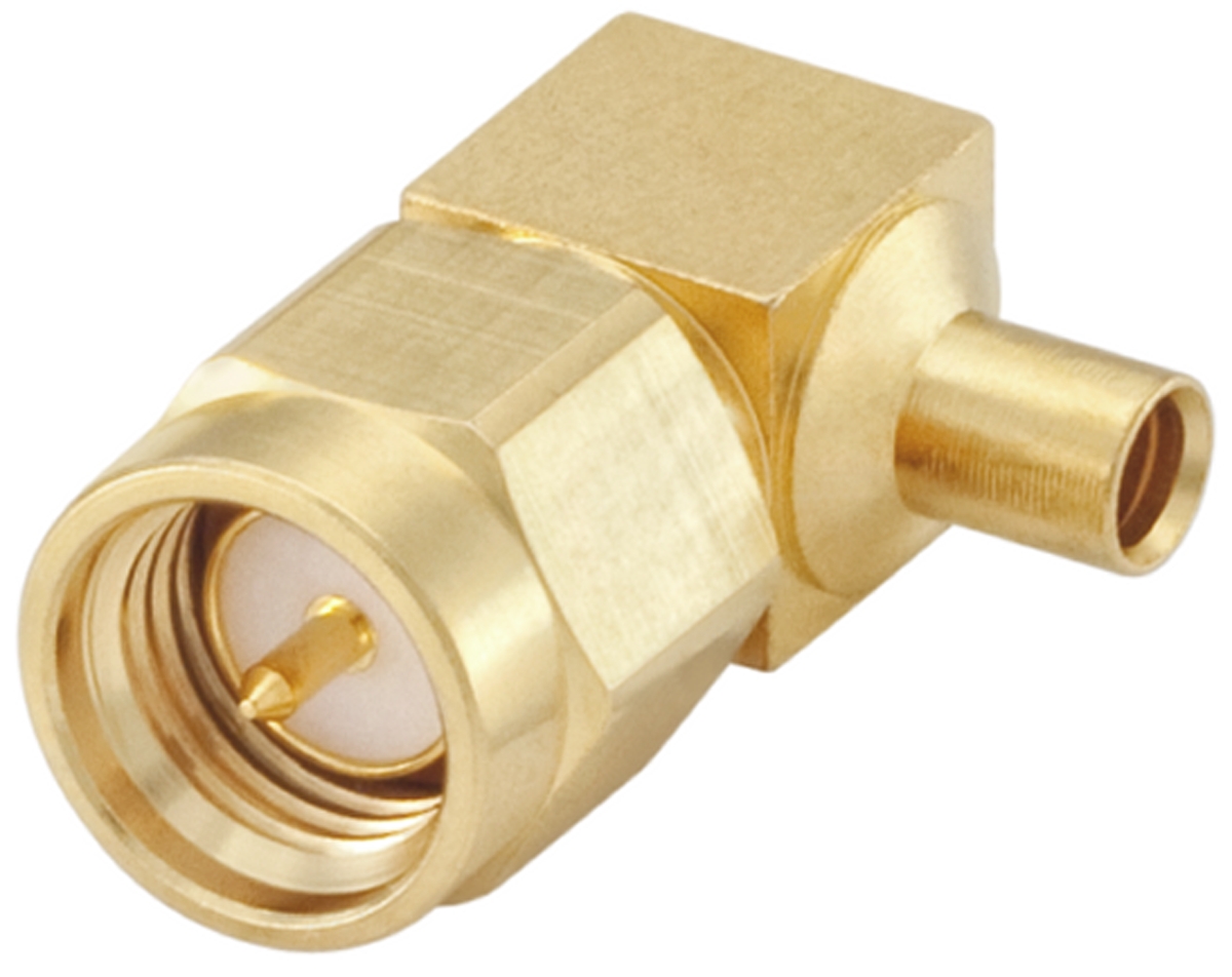 Rosenberger SMA Series, Plug Cable Mount SMA Connector, 50Ω, Solder Termination, Right Angle Body