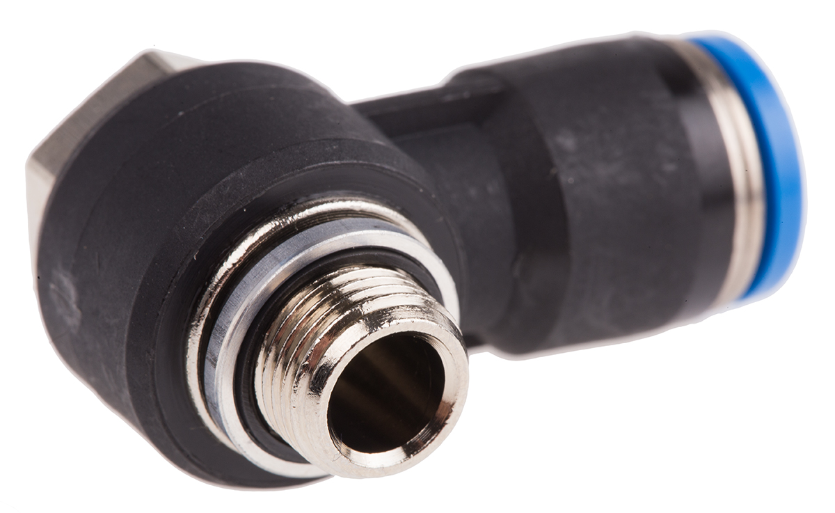 Festo QS Series Elbow Threaded Adaptor, G 1/8 Male to Push In 8 mm, Threaded-to-Tube Connection Style, 186140