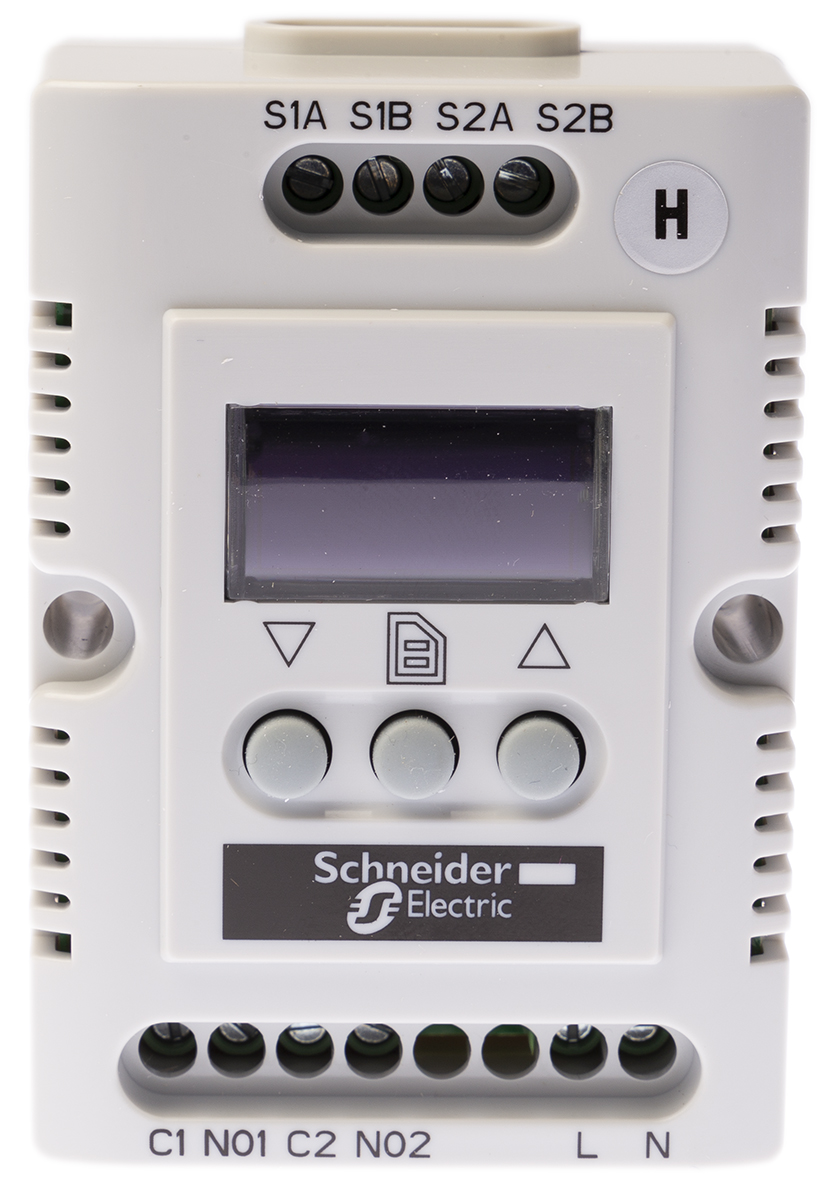Schneider Electric Hygrostat, Adjustable, 20 → 80%RH, 200 → 240 V ac