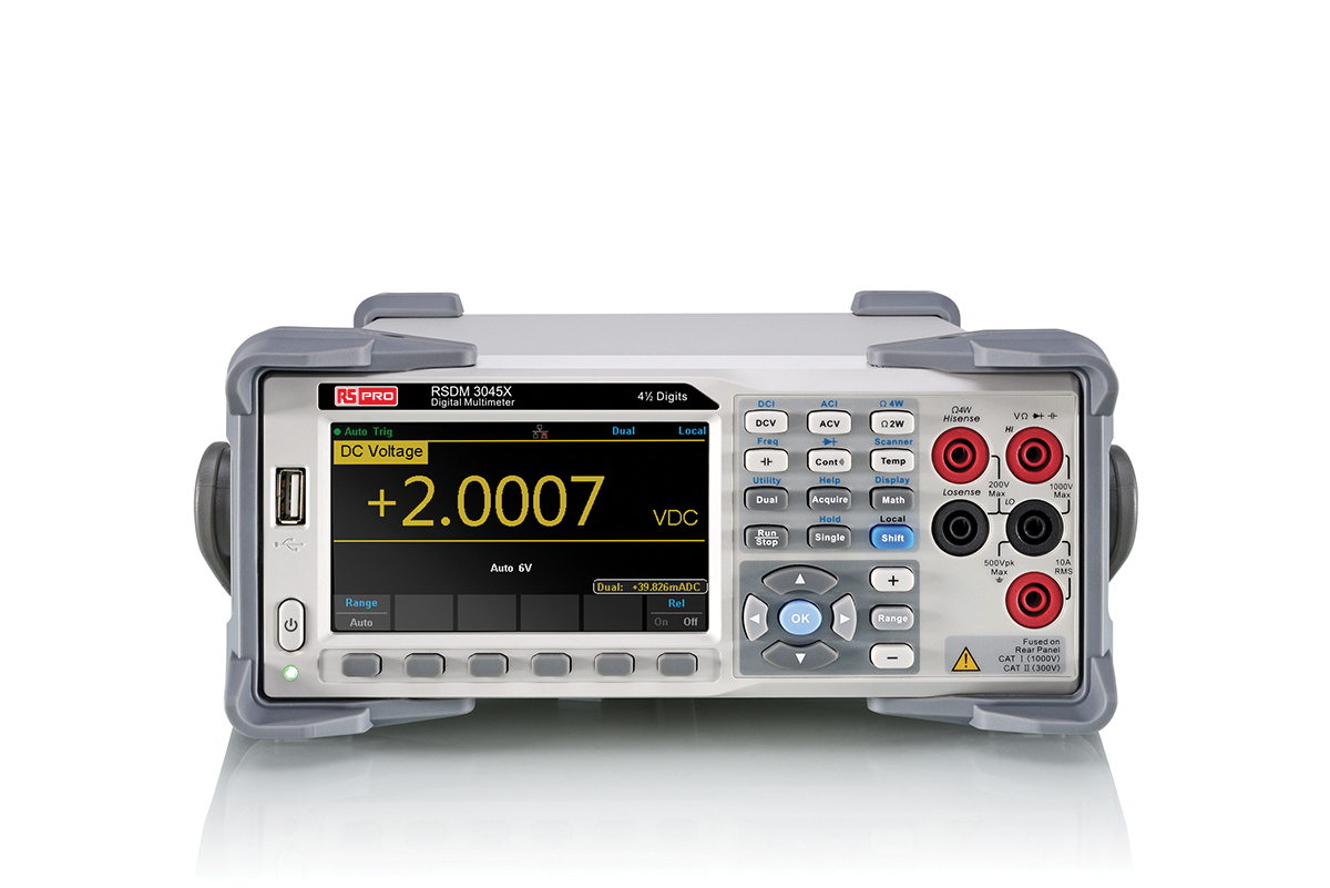 RS PRO RSDM3045X Bench Digital Multimeter, True RMS, 10A ac Max, 10A dc Max, 750V ac Max - RS Calibrated