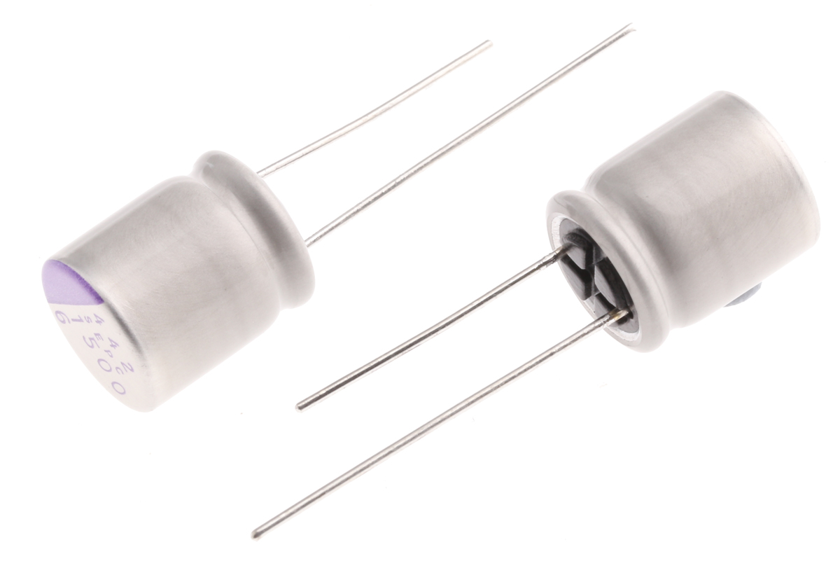 Panasonic 1.5mF Through Hole Polymer Capacitor, 6.3V dc