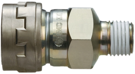 SMC Structural Steel Male Pneumatic Quick Connect Coupling, R 1/4 Male Threaded