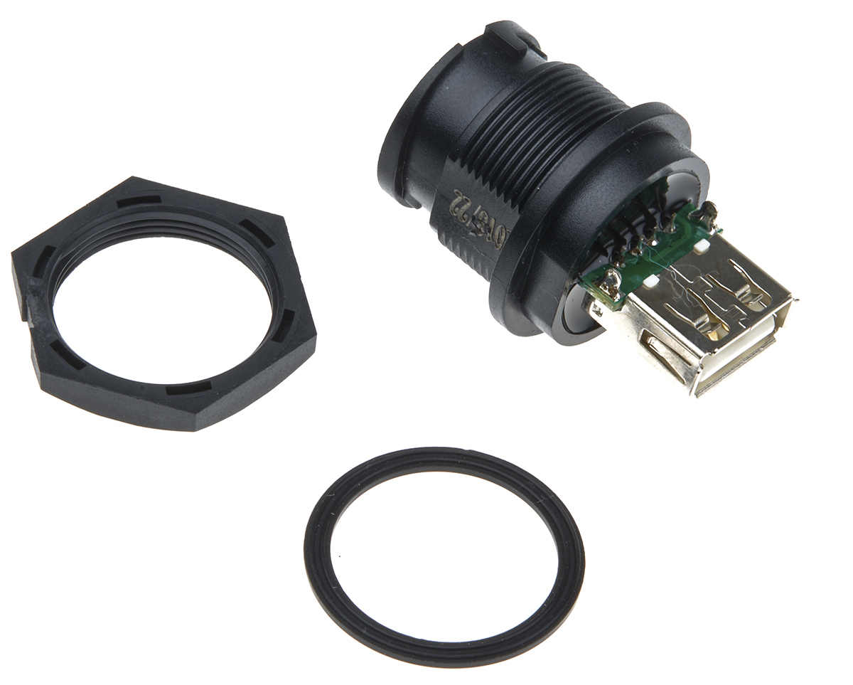 Amphenol Industrial Straight, Panel Mount Type A IP67 USB Connector