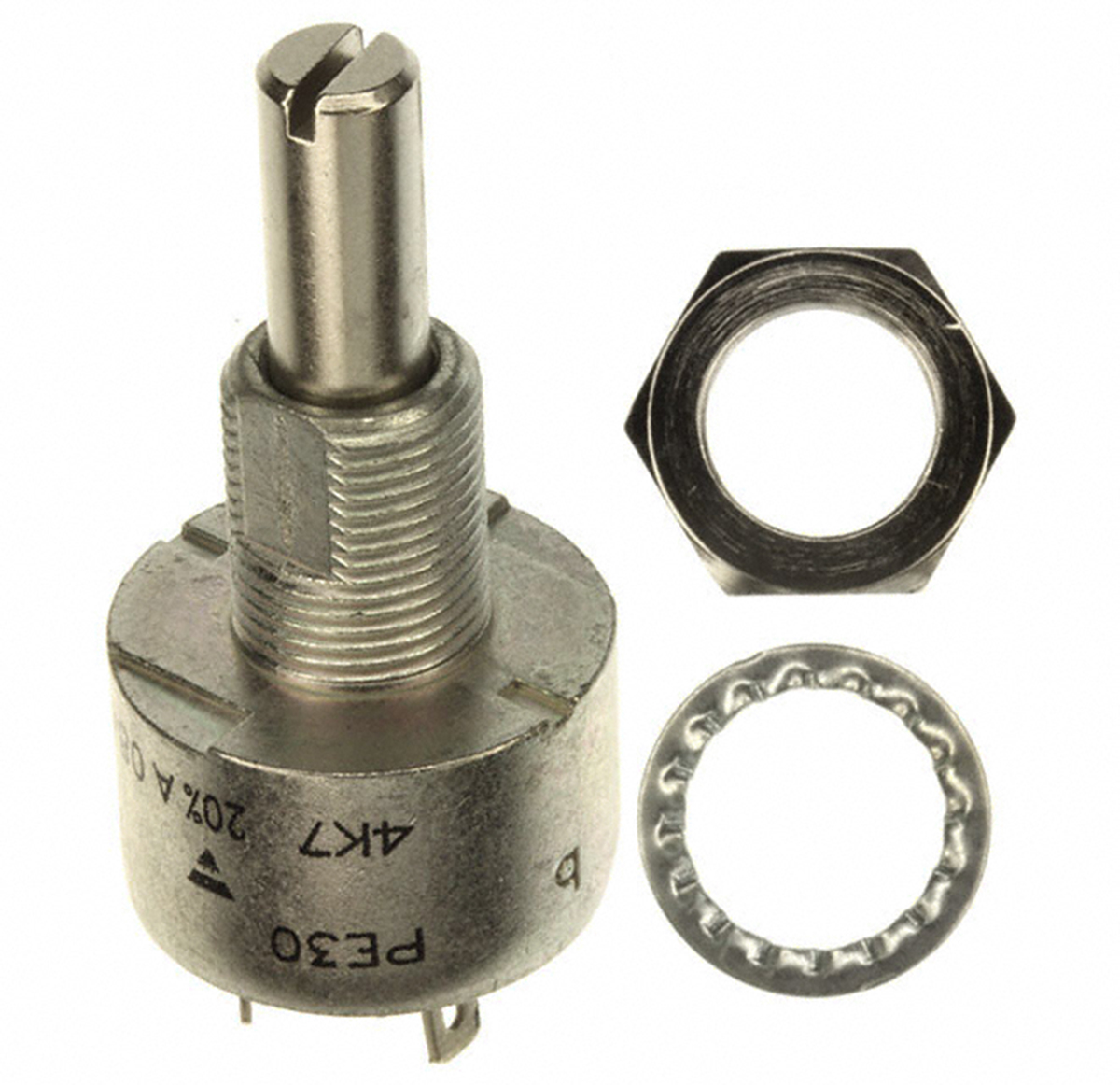 Vishay PE30 4.7kΩ Rotary Potentiometer 1-Gang Panel Mount, PE30L0FL472MAB