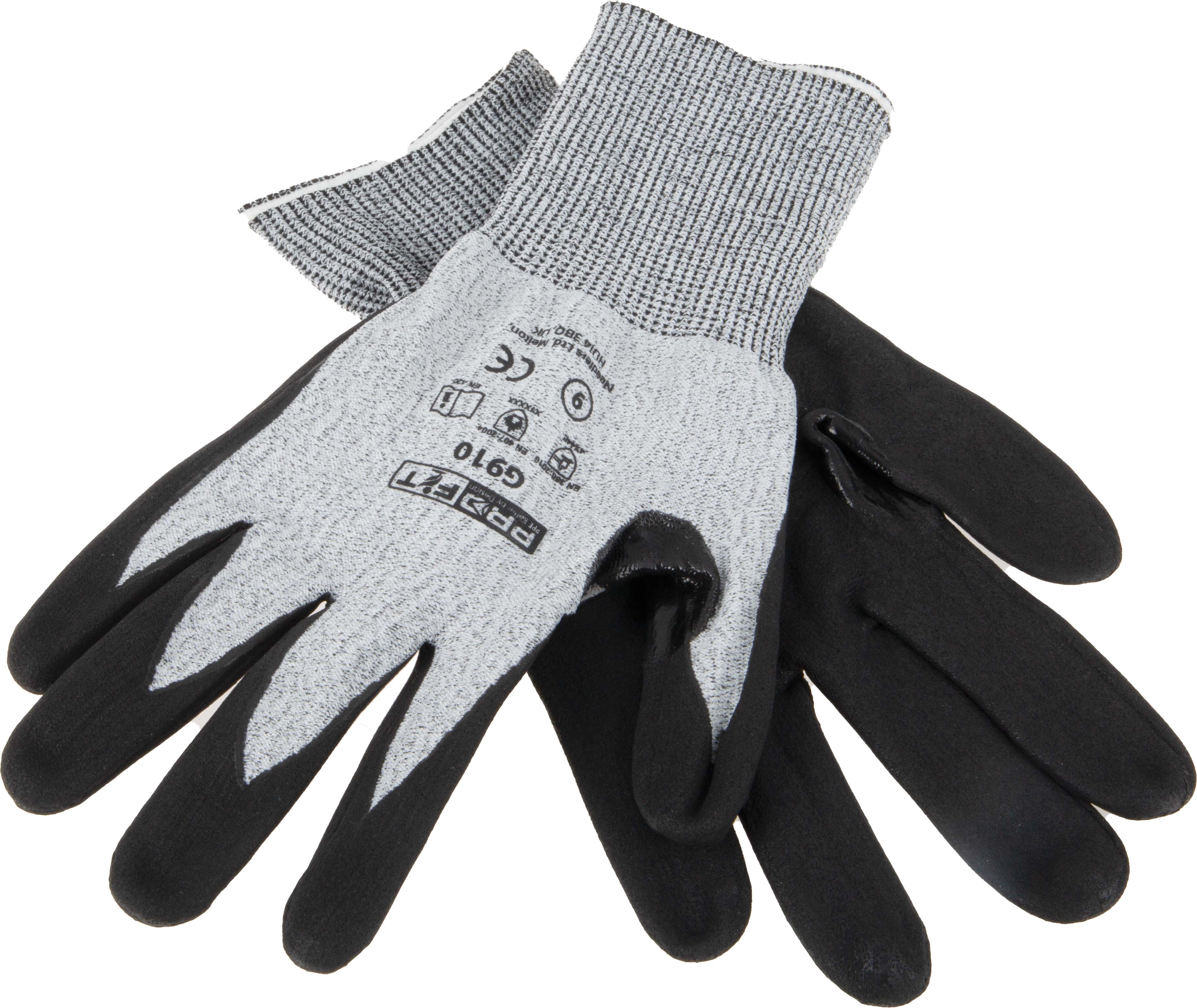Pro Fit Black, Grey Nitrile Glove, Size 9, Nitrile Foam Coating