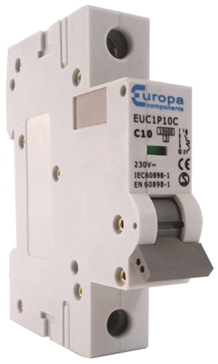 Europa EUC1P EUC MCB, 1P, 4A Curve C, 230V AC, 10 kA Breaking Capacity