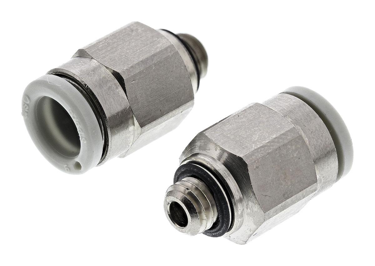 SMC KQ2 Series Straight Threaded Adaptor, M5 Male to Push In 6 mm, Threaded-to-Tube Connection Style