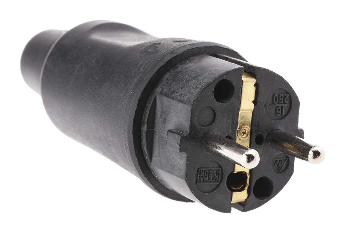 Kopp Black Cable Mount Mains Connector Plug, Rated At 16A, 250 V
