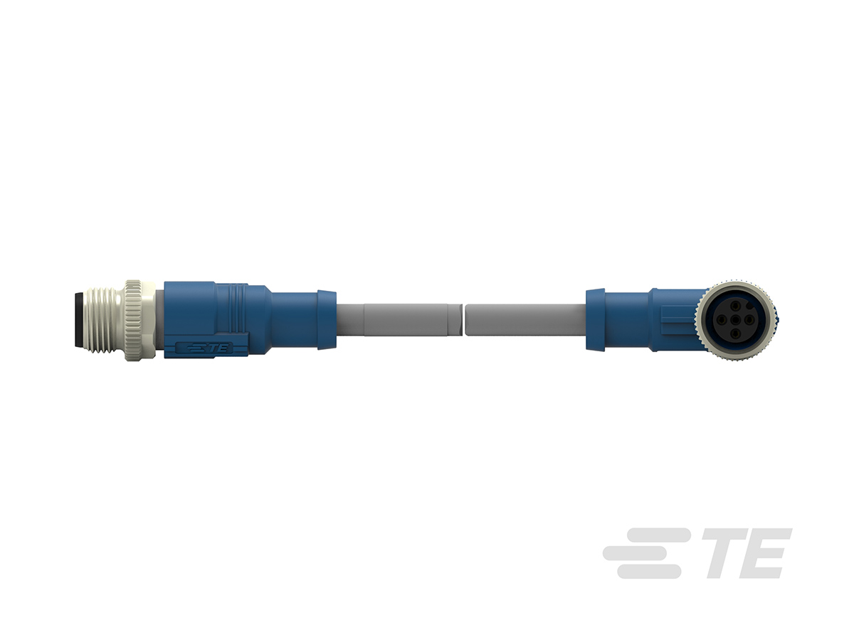 TE Connectivity Male/Female 4 way M12 to 4 way M12 Sensor Actuator Cable, 5000 mm