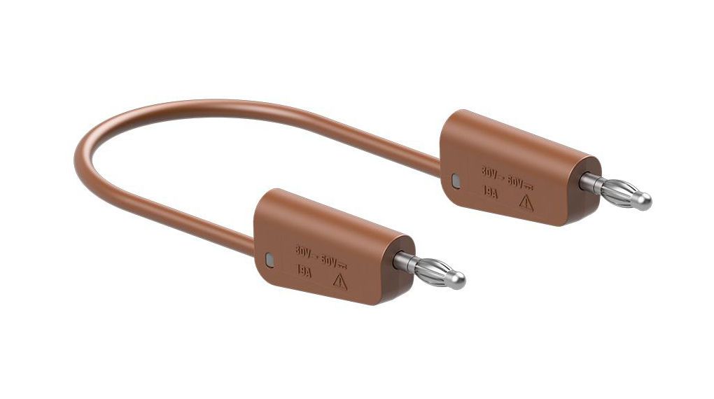 Staubli Test lead, 19A, 30 → 60V, Brown, 50cm Lead Length