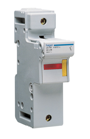 Hager 125A Rail Mount Fuse Holder for 22 x 58mm Fuse, 1P, 690V ac