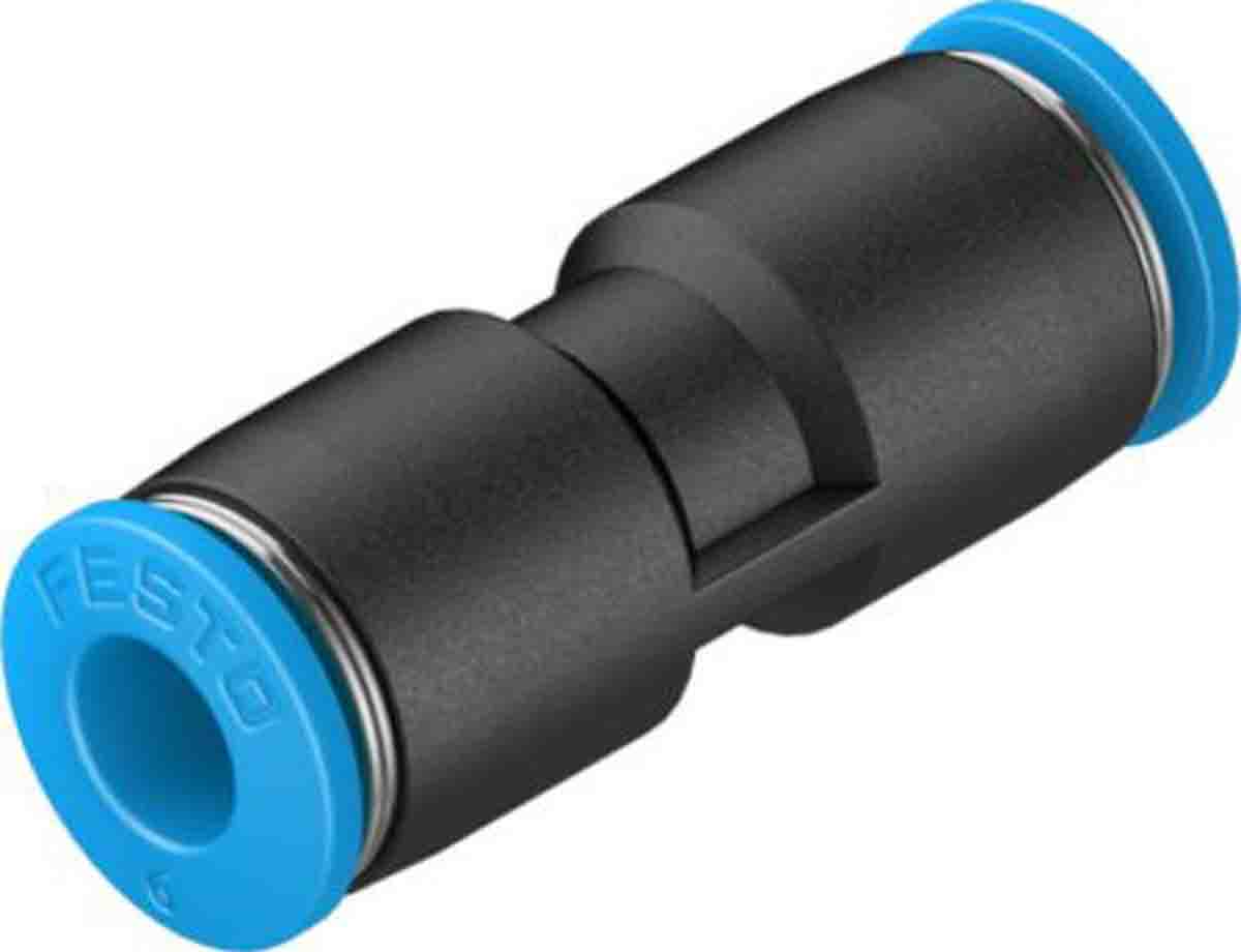 Festo QS Series Straight Tube-to-Tube Adaptor, Push In 6 mm to Push In 6 mm, Tube-to-Tube Connection Style, 130687