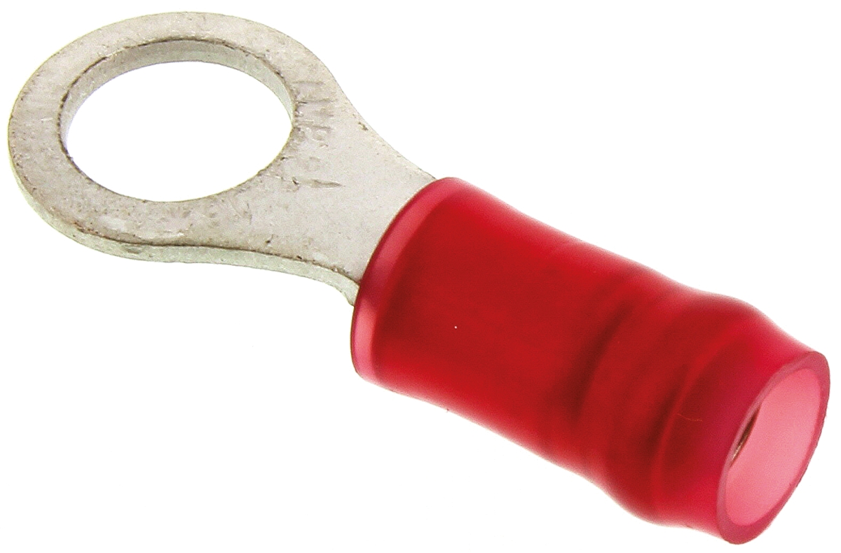 TE Connectivity, PIDG Insulated Ring Terminal, M5 Stud Size, 0.25mm² to 1.6mm² Wire Size, Red
