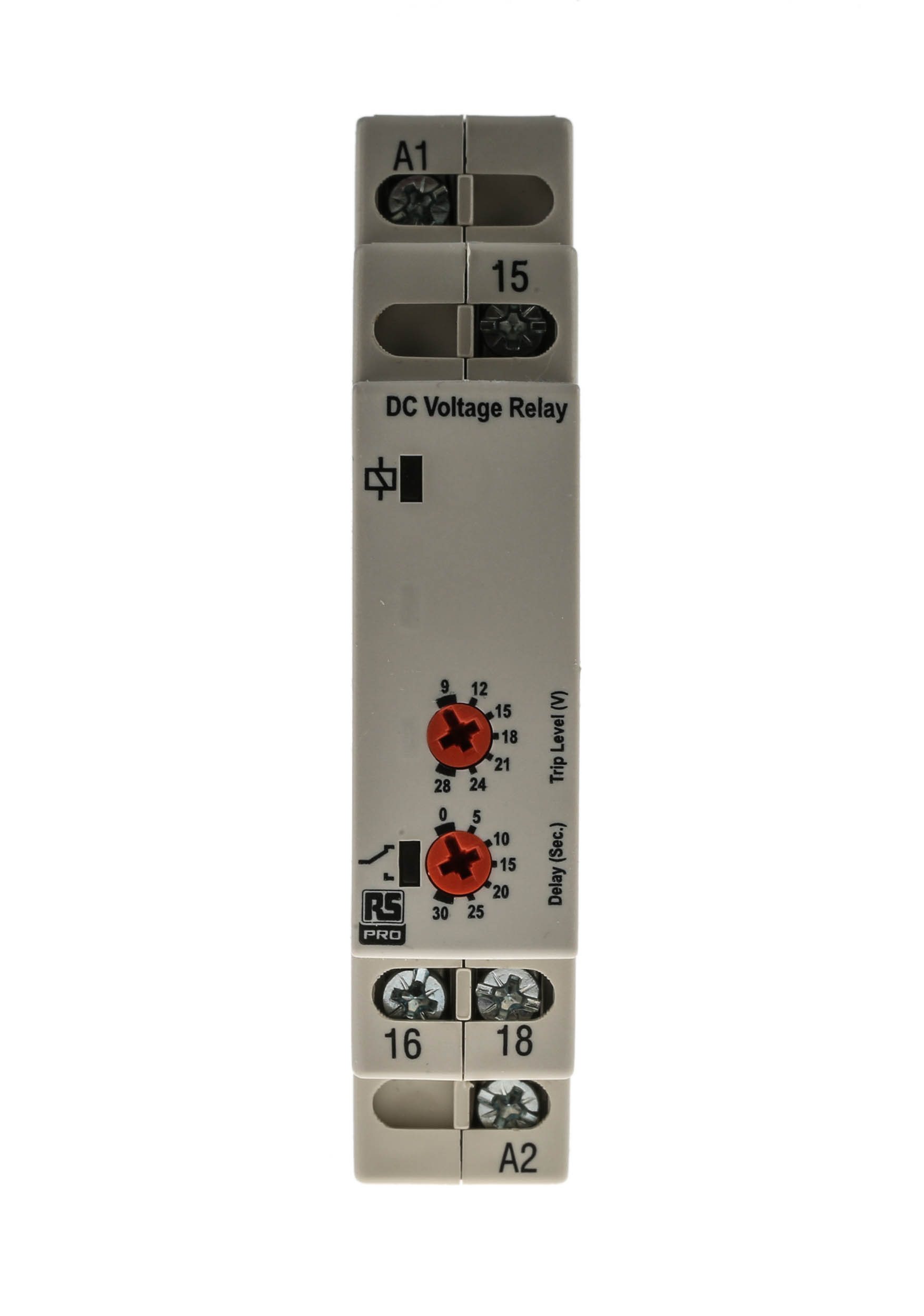 RS PRO Voltage Monitoring Relay, 1 Phase, SPDT, 12 → 24V dc, DIN Rail