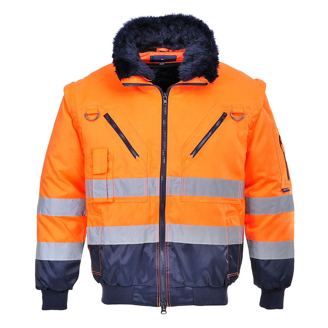 Portwest PJ50 Orange/Navy Unisex Hi Vis Jacket, M