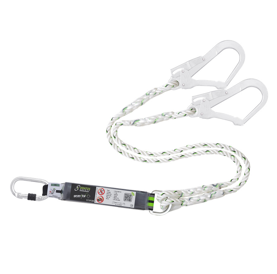 KRATOS SAFETY 1.5m Fall Arrest Fall Arrest Lanyard Screw Locking Carabiner Twin