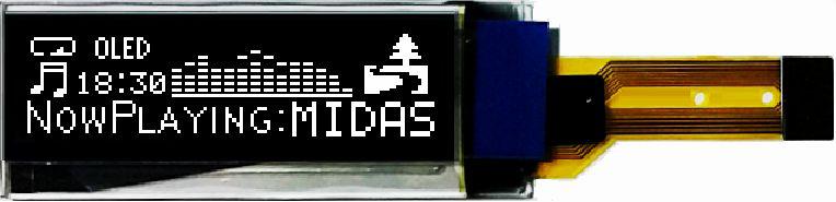 Midas 0.91in White Passive matrix OLED Display 128 x 32pixels COT SPI Interface