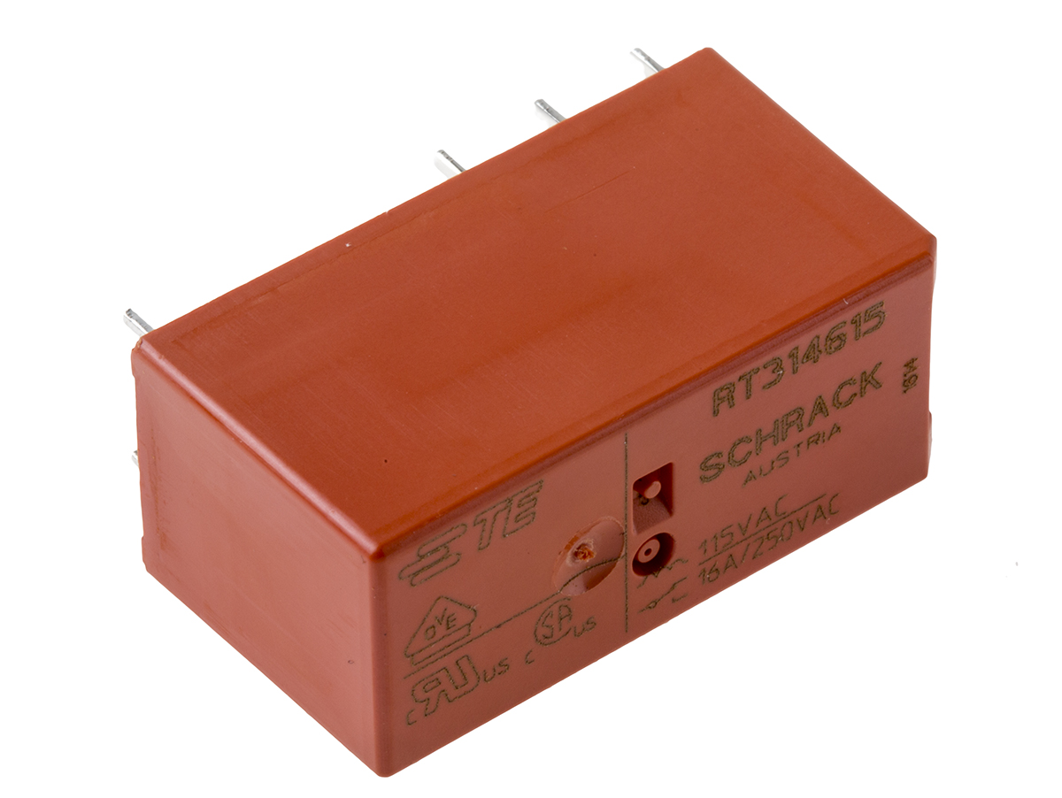TE Connectivity PCB Mount Power Relay, 115V ac Coil, 16A Switching Current, SPDT