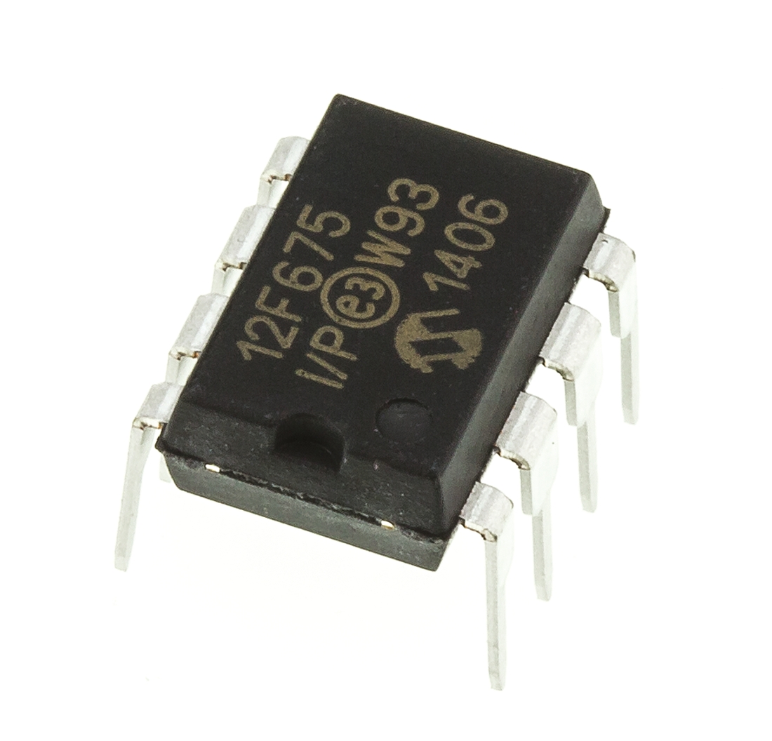 Microchip, 8 bit PIC, PIC12F675 Microcontroller, 20 MHz, 1.75kB FLASH, 8-Pin PDIP