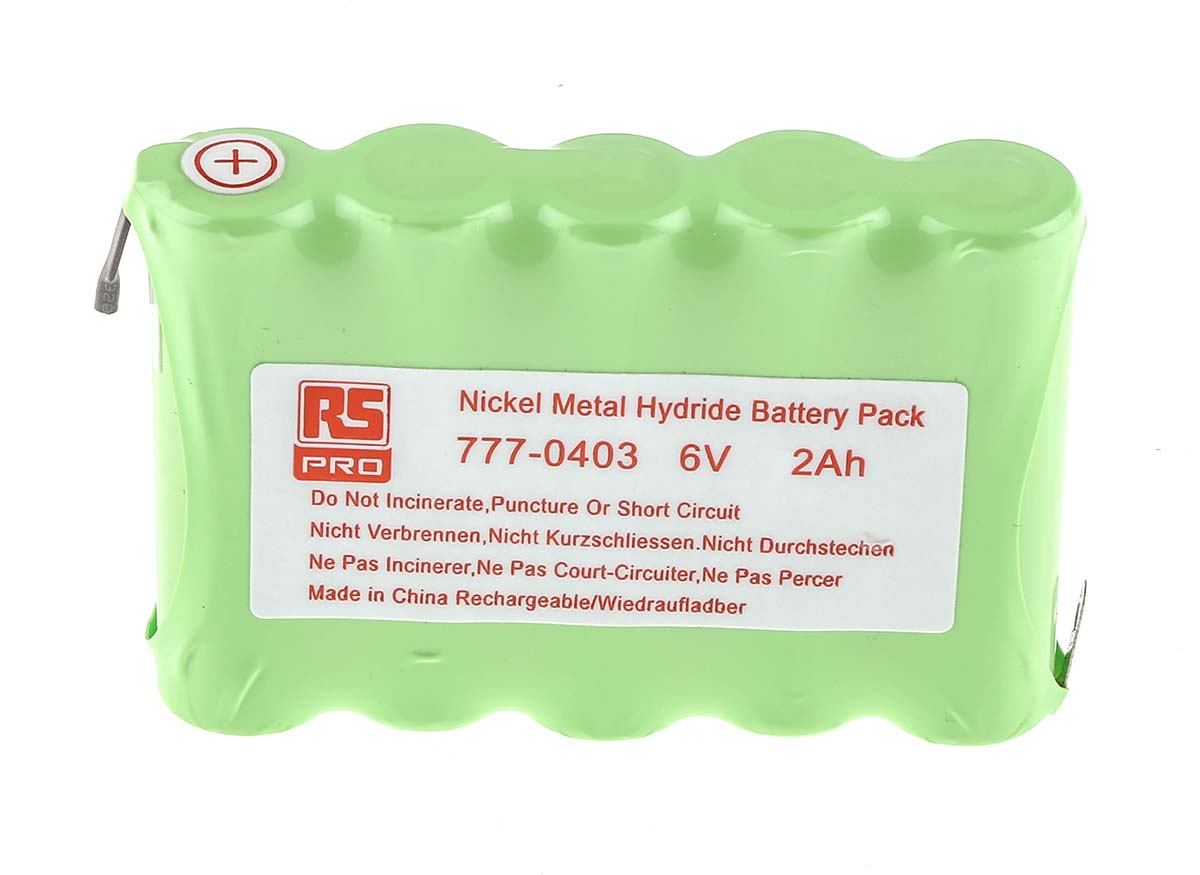 RS PRO 6V NiMH Rechargeable Battery Pack, 2Ah - Pack of 1