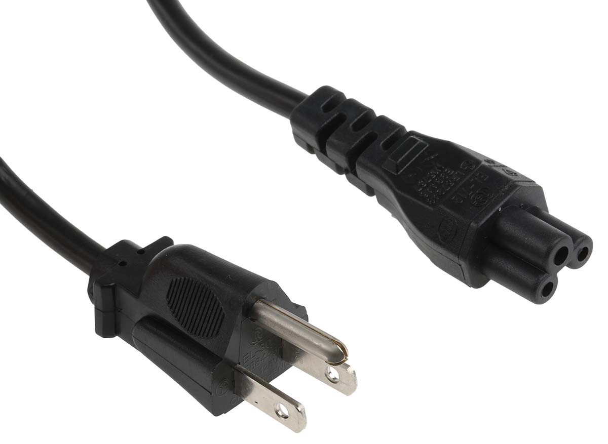 Phihong IEC C5 Socket to Type B NEMA 5-15 Plug Power Cord, 1.8m