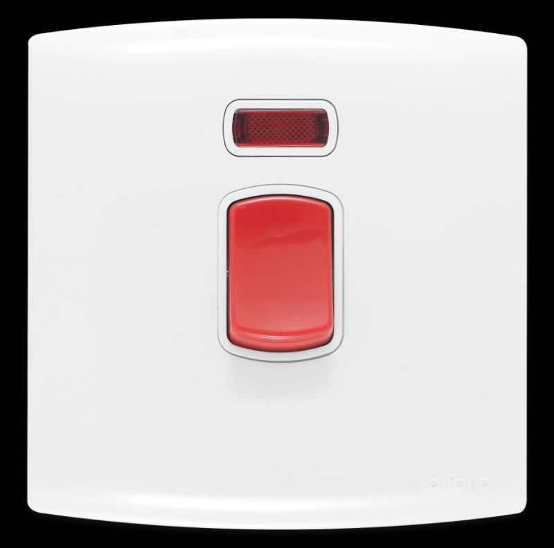 Contactum White Rocker Light Switch, 1 Way, 1 Gang, Alfanar