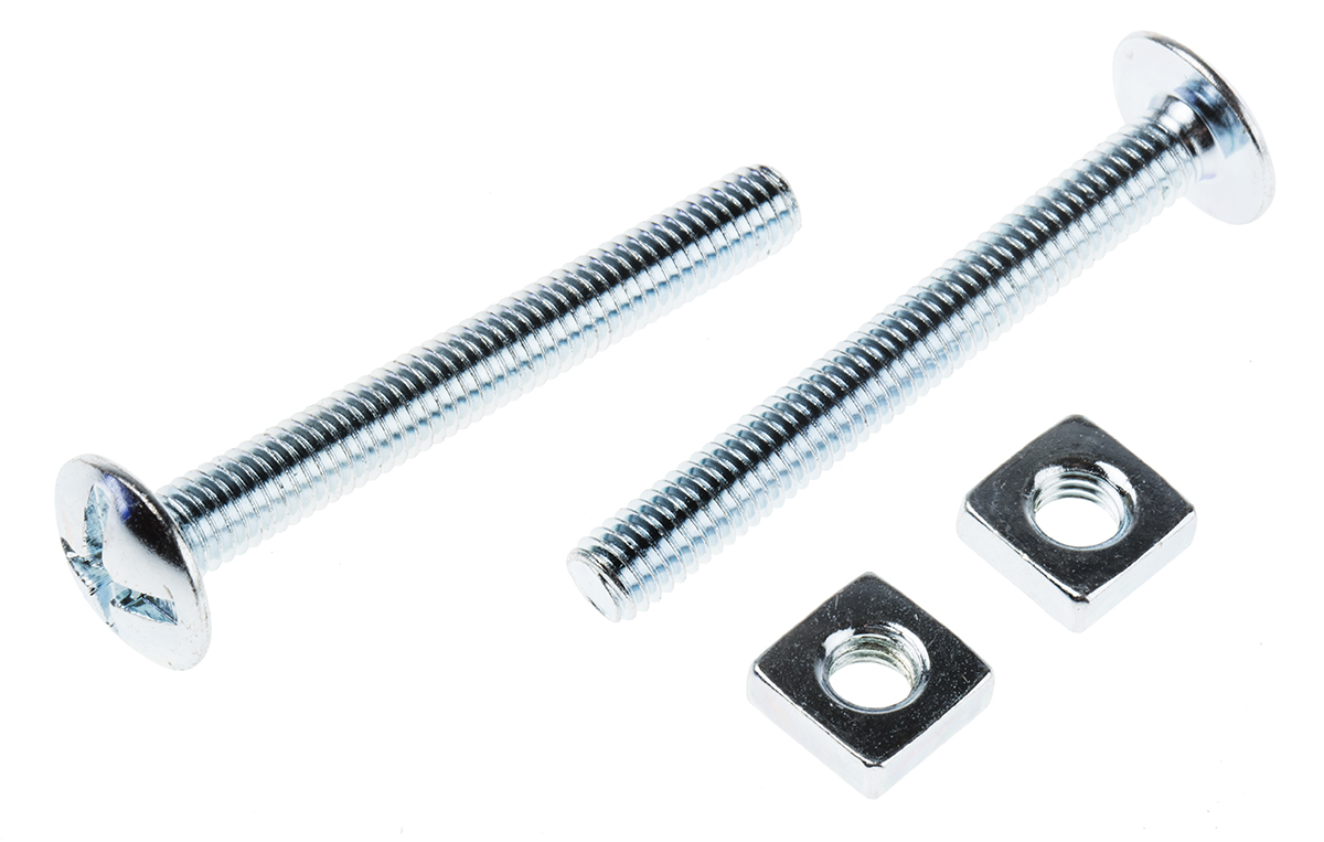 Bright Zinc Plated Steel Roofing Bolt, M6 x 50mm