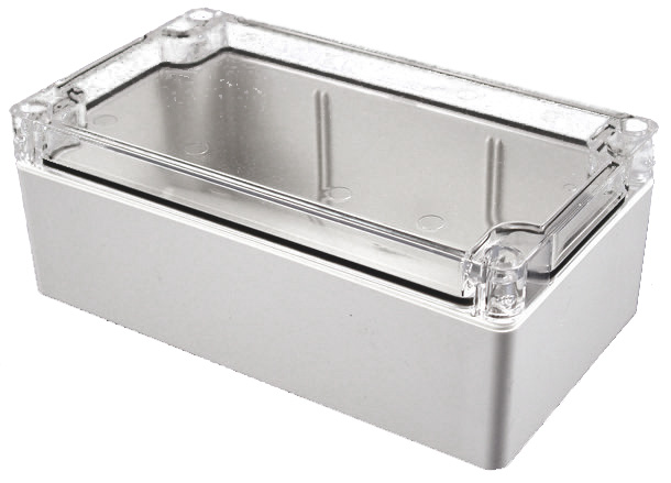 Hammond 1554 Series Grey Polycarbonate Enclosure, IP68, Clear Lid, 180.3 x 119.4 x 61mm