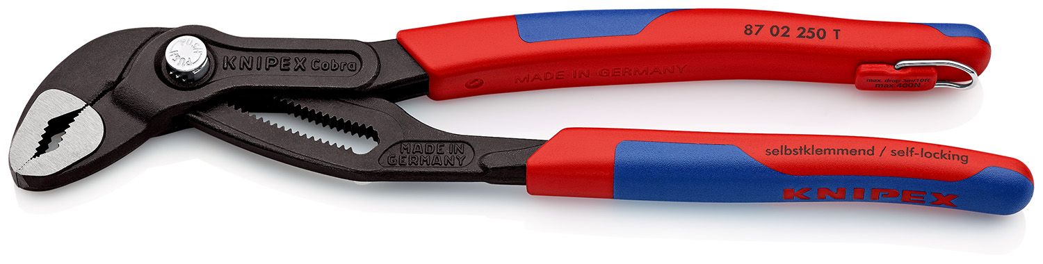 Knipex Cobra® Water Pump Pliers, 250 mm Overall, Angled, Straight Tip, 46mm Jaw