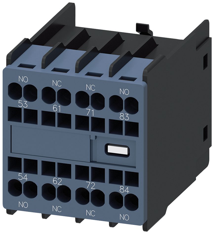 Siemens Auxiliary Switch Block, 4 Contact, 2 NO + 2 NC, Snap-On, SIRIUS 3RH29