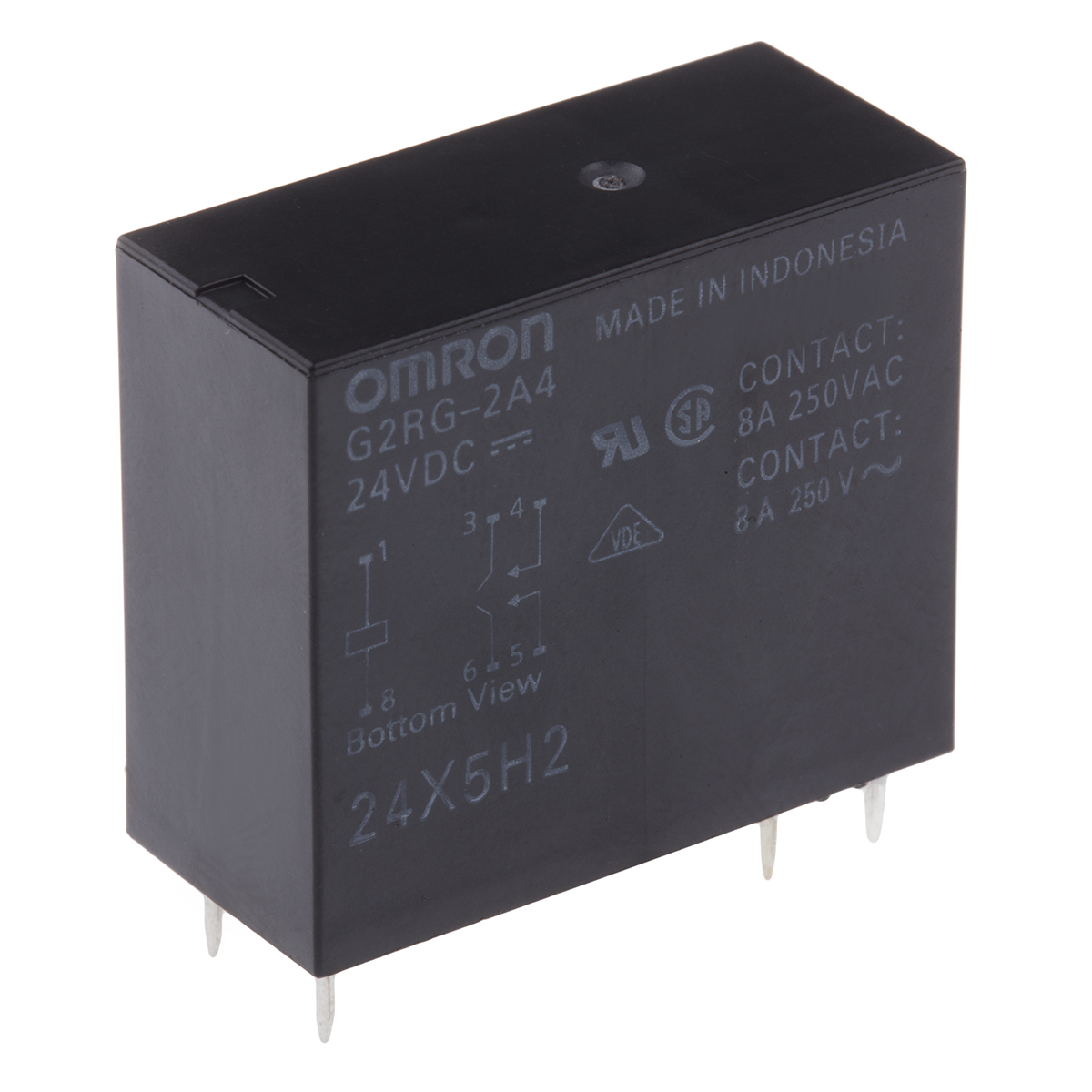 Omron PCB Mount Power Relay, 24V dc Coil, 8A Switching Current, DPST