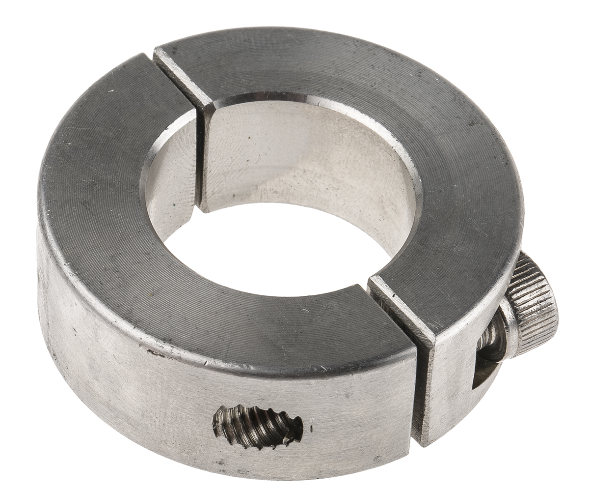 Huco Shaft Collar, Two Piece, Clamp Screw, Bore 25mm, OD 45mm, W 15mm, Stainless Steel