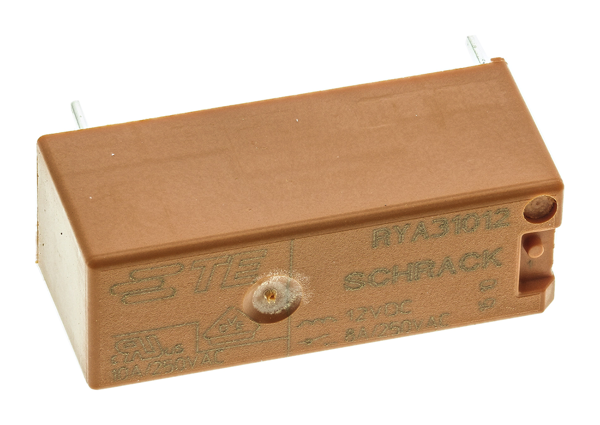 TE Connectivity PCB Mount Power Relay, 12V dc Coil, 8A Switching Current, SPST