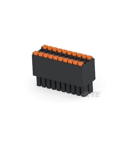 TE Connectivity 1-2842 Series PCB Terminal Block, 20-Contact, 3.5mm Pitch, Board Mount, 2-Row, Push In Termination