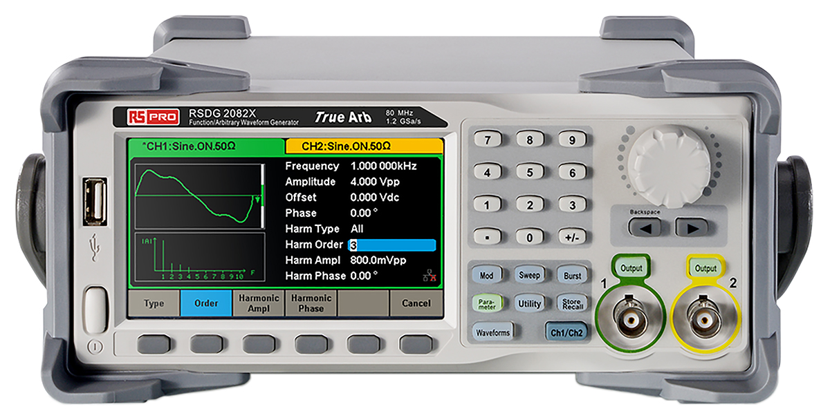 RS PRO Arbitrary Waveform Generator, 80MHz Max, 1 μHz Min - With RS Calibration