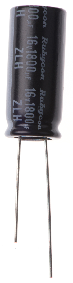 Rubycon 1800μF Aluminium Electrolytic Capacitor 16V dc, Radial, Through Hole - 16ZLH1800MEFC10X23