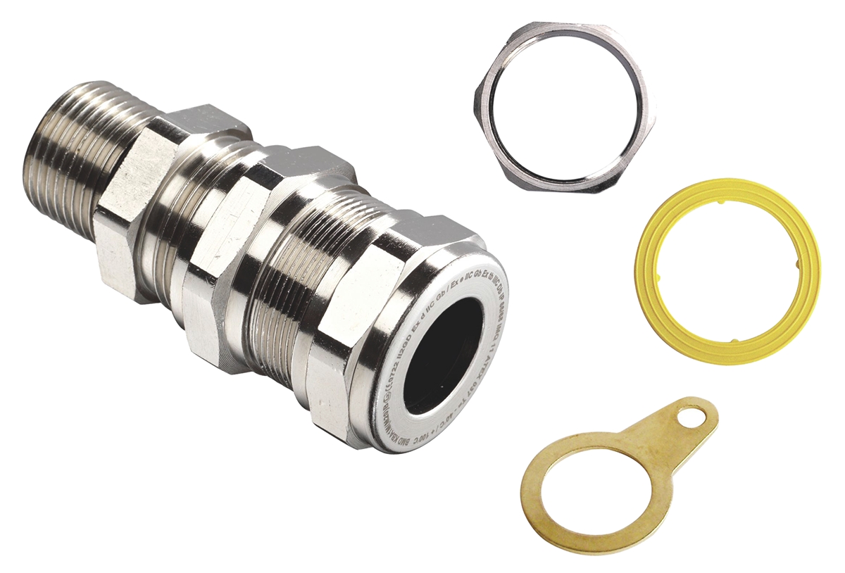 Kopex-EX C1 Series Metallic Brass Cable Gland Kit, M20 Thread, 12mm min., 20mm max., IP66