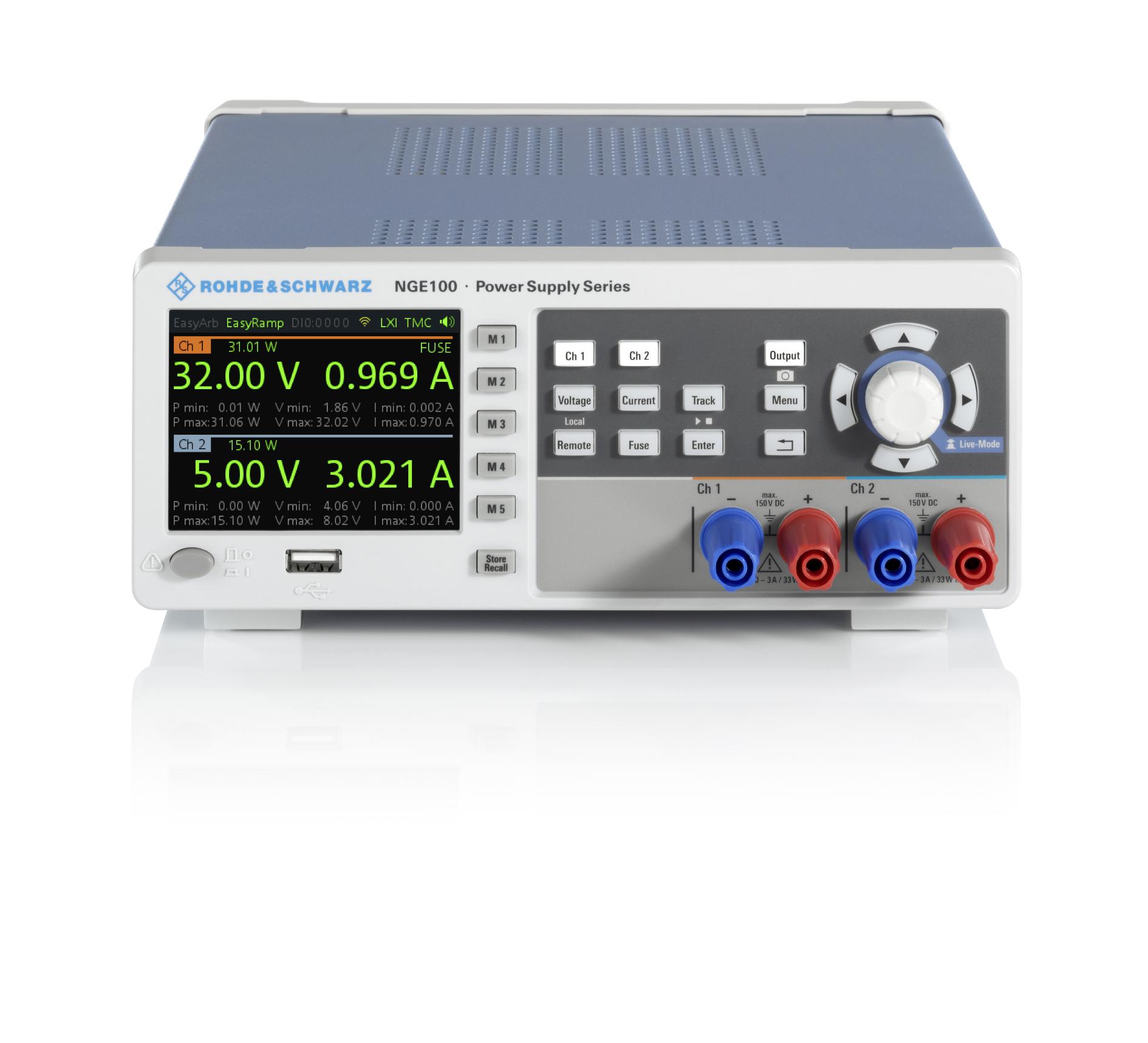 Rohde & Schwarz NGE100B Series Bench Power Supply Bundle, 0 → 32V, 3A, 3-Output, 33.6W