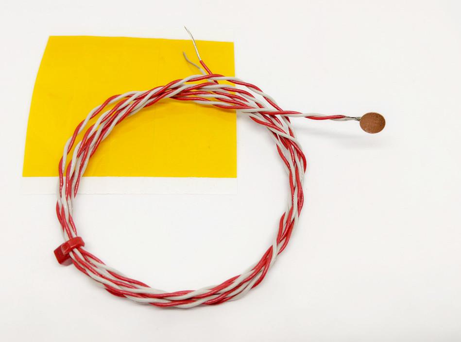 RS PRO Type K Copper Disc Thermocouple 1m Length, 6.35mm Diameter → +200°C