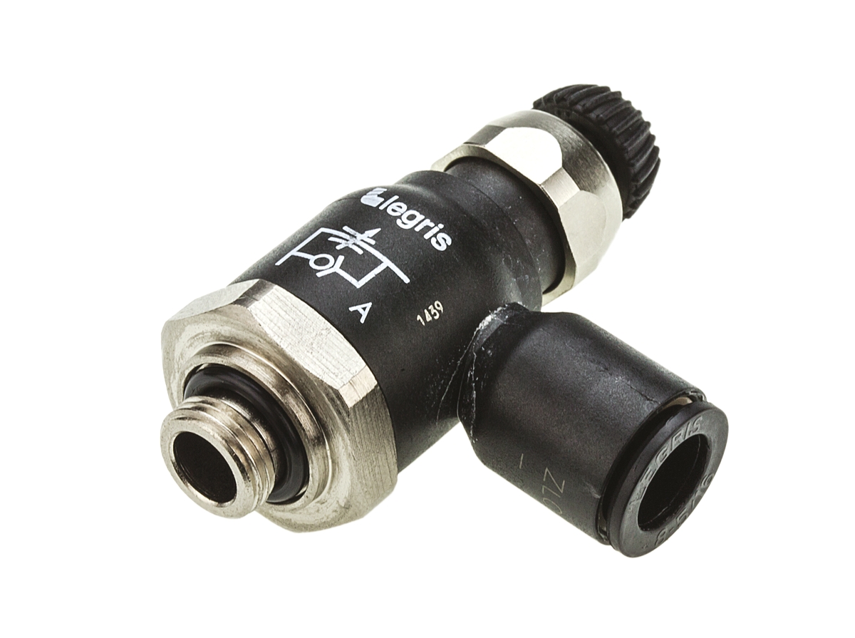 Legris 7060 Series Threaded Exhaust Regulator, G 1/8 Male Inlet Port x 8mm Tube Outlet Port