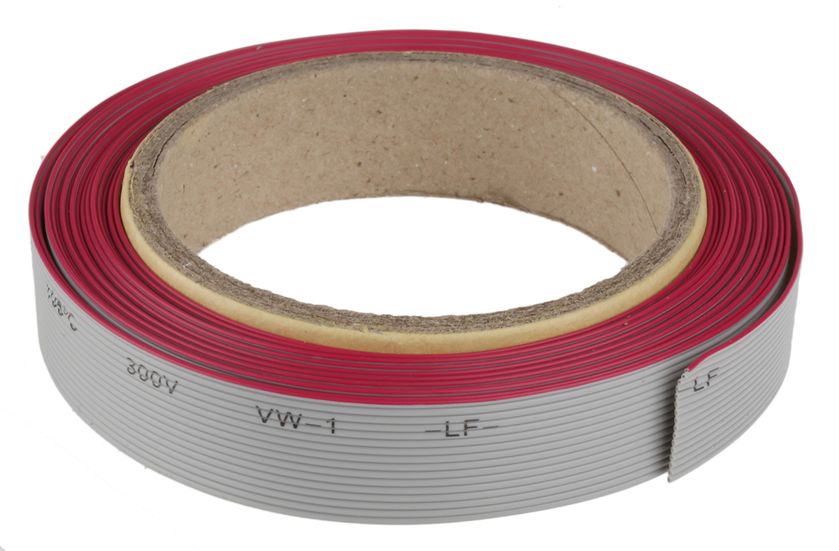 RS PRO Flat Ribbon Cable, 16-Way, 1.27mm Pitch, 5m Length