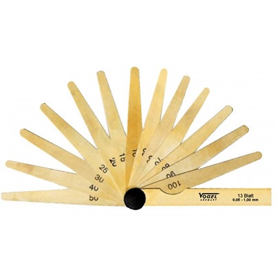 Vogel 414107 Brass Feeler Gauge 0.05 → 1mm, 20 Blades