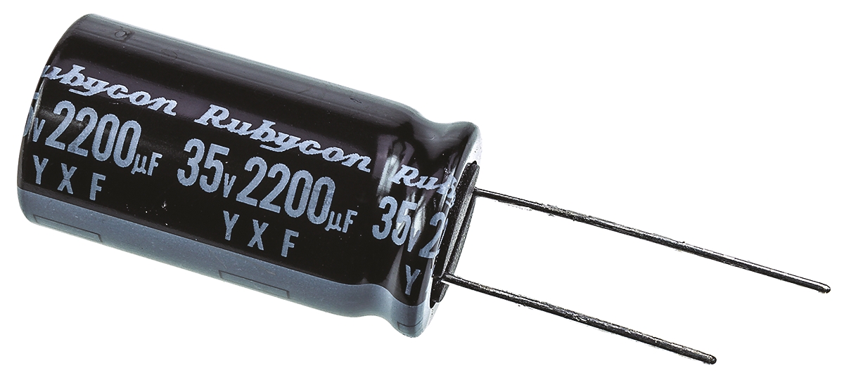 Rubycon 2200μF Aluminium Electrolytic Capacitor 35V dc, Radial, Through Hole - 35YXF2200M16X31.5