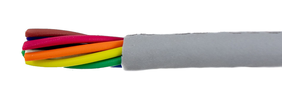 Alpha Wire Ecogen Ecocable Mini Control Cable, 8 Cores, 0.09 mm² 28 AWG, Unscreened, 30 m, Grey Modified Polyphenylene