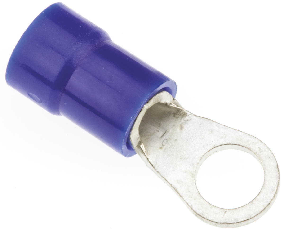 JST, R Insulated Ring Terminal, 4mm Stud Size, 1mm² to 2.6mm² Wire Size, Blue