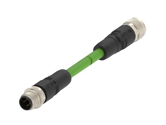 TE ConnectivityTAD1454, 2m Cat5e, Green M12 to M12 Shielded, Terminated PVC Sheath