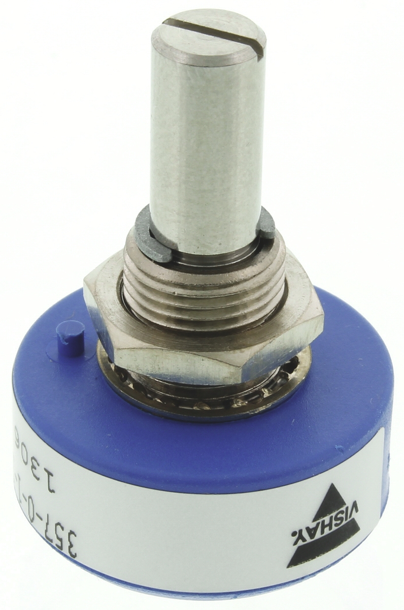 Vishay 357 20kΩ Rotary Potentiometer Continuous-Turns 1-Gang Panel Mount, 357B0203MAB251S22